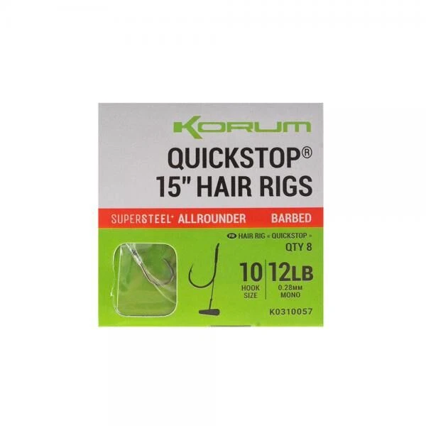 Korum Big Fish Quickstop Hair Rigs 15'' Barbed 1 Korum Big Fish Quickstop Hair Rigs 15'' Barbed