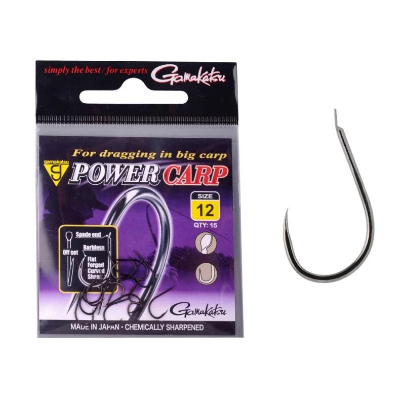 Gamakatsu Power Carp Flatted Eye Barbless Haak 1 Gamakatsu Power Carp Flatted Eye Barbless Haak